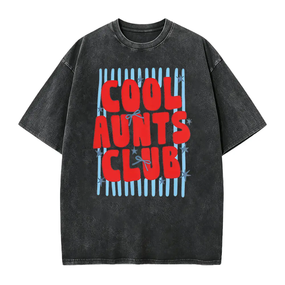 Women's Soft Cotton Short-Sleeve Fitted Round Neck Shirt - Cool Aunts Club Patriotic 4th of July USA Red White Blue Graphic Tee, Seamless Casual Gift for Aunt, Women's Tops