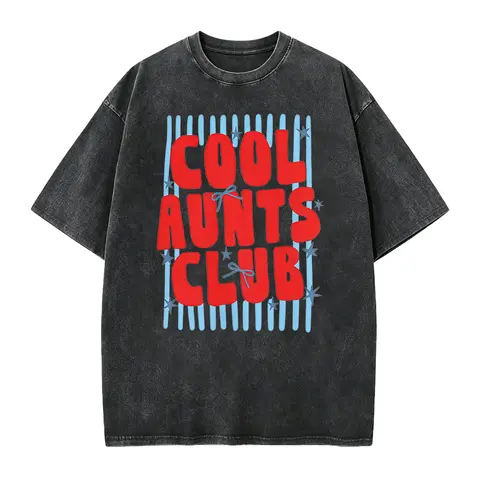 Women's Fitted Round Neck Short-Sleeve Cotton Tshirt - Solid Plain Smooth Soft Lightweight Seamless All-Season Casual Top, Cool Aunts Club Patriotic 4th of July USA Red White Blue Graphic Tee Gift for Women