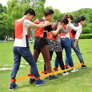 Fun quadruped competition with suit, suitable for adult outdoor cooperative games, ideal for birthday parties.