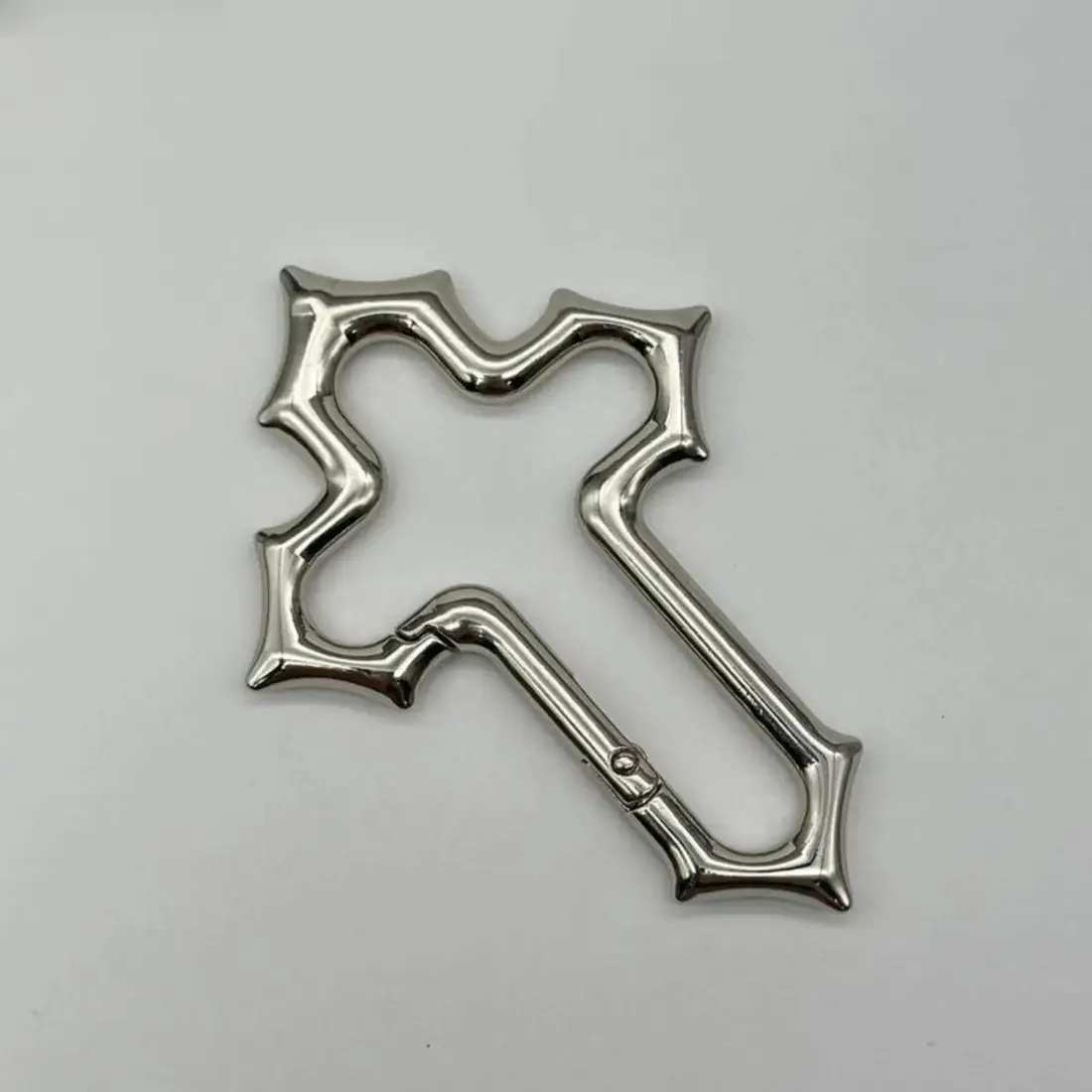 Y2K Cross Carabiner Keychain with Cross and Crucifix Charm - Durable Lightweight Grunge Aesthetic EDC Key Clip, Unisex Hypoallergenic Stainless Steel Fashion Accessory, Outdoor Gear, Everyday Carry Gift for Boyfriend & Others