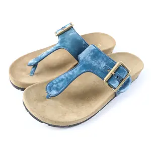 Pre-owned PRADA Others Small Leather Goods Belt Design Thong Sandals Blue 36.5