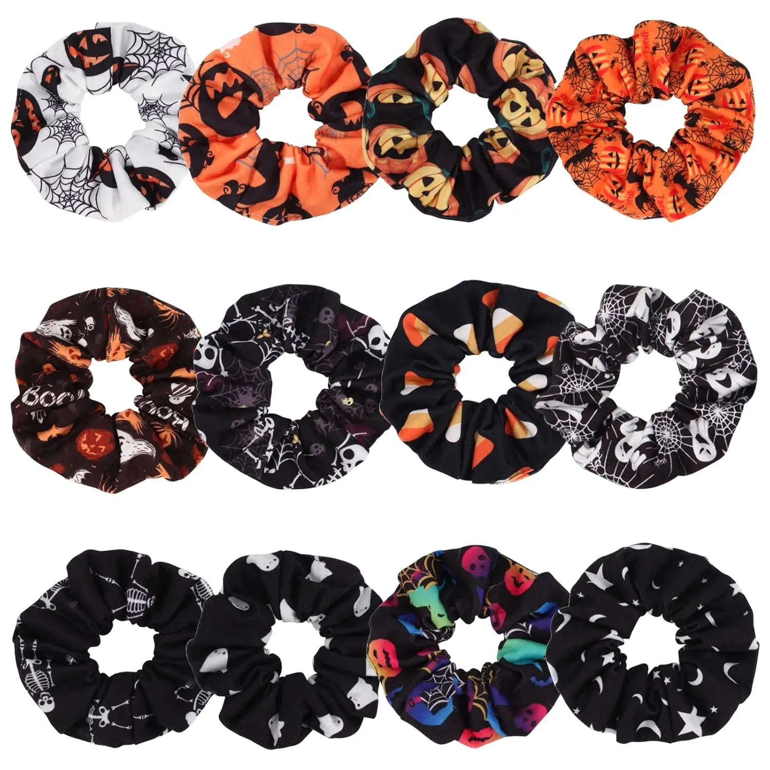 12Pcs Halloween Hair Scrunchies