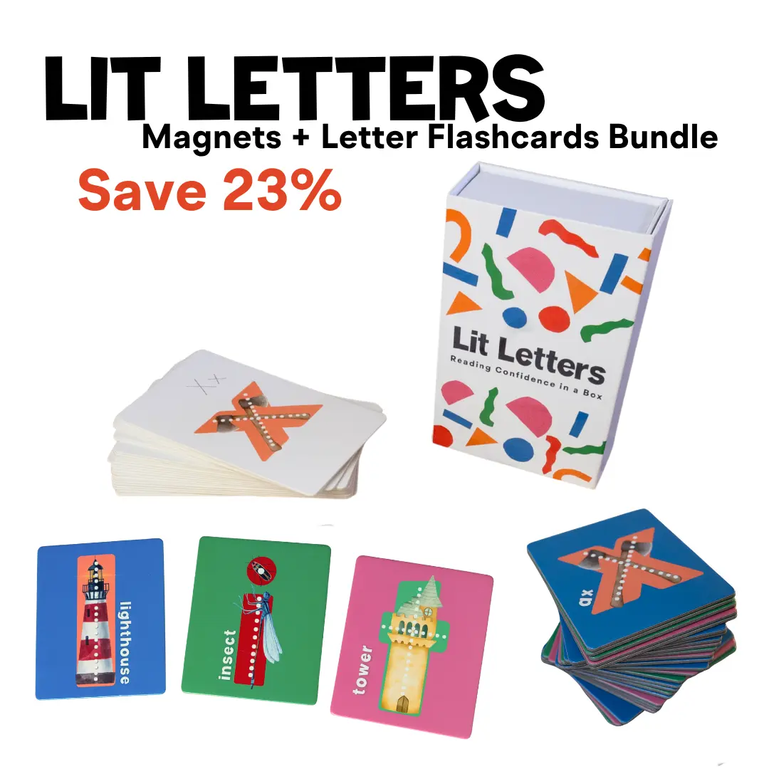 Lit Letters Magnets + Letter Flashcards Bundle - Save 23% - Preschool letter sound learning tool