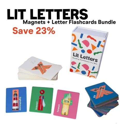 Lit Letters Magnets + Letter Flashcards Bundle - Save 23% - Preschool letter sound learning tool