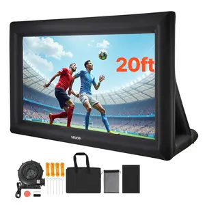 Summervibes VEVOR 20FT Inflatable Projector Screen, Inflatable Movie Screen Outdoor with 250W Air Blower Projector Screen Oxford Fabric Material Blow Up Screen for Outdoor Backyard, Home Theater, Theme Party