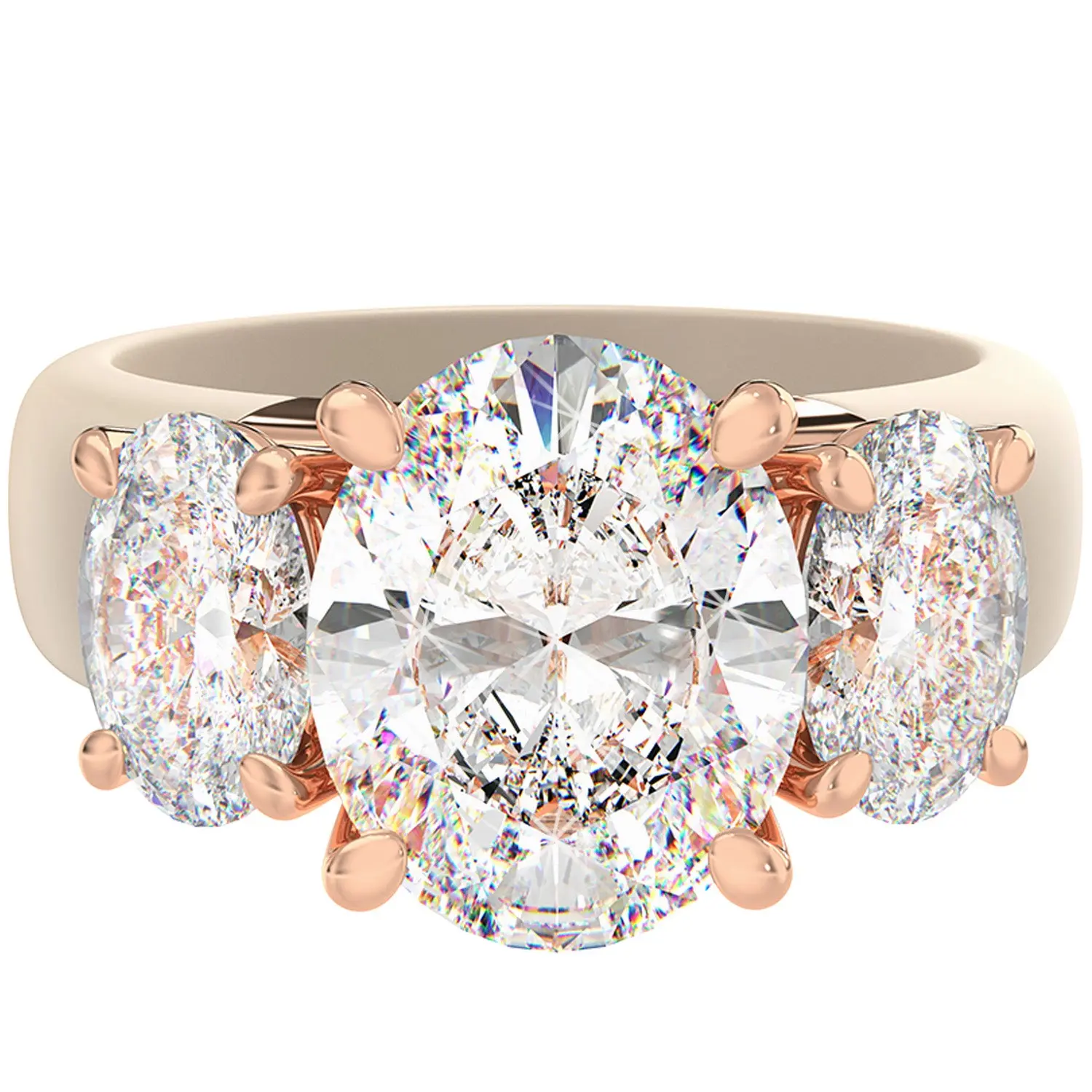 Rinfit Silicone Rings for Women with Three Oval Cut CZ Stones, Silicone Engagement Ring and Wedding Ring for Her, Flexible for Work, Gym, Pregnancy, Travel and Everyday Wear, Patented Design