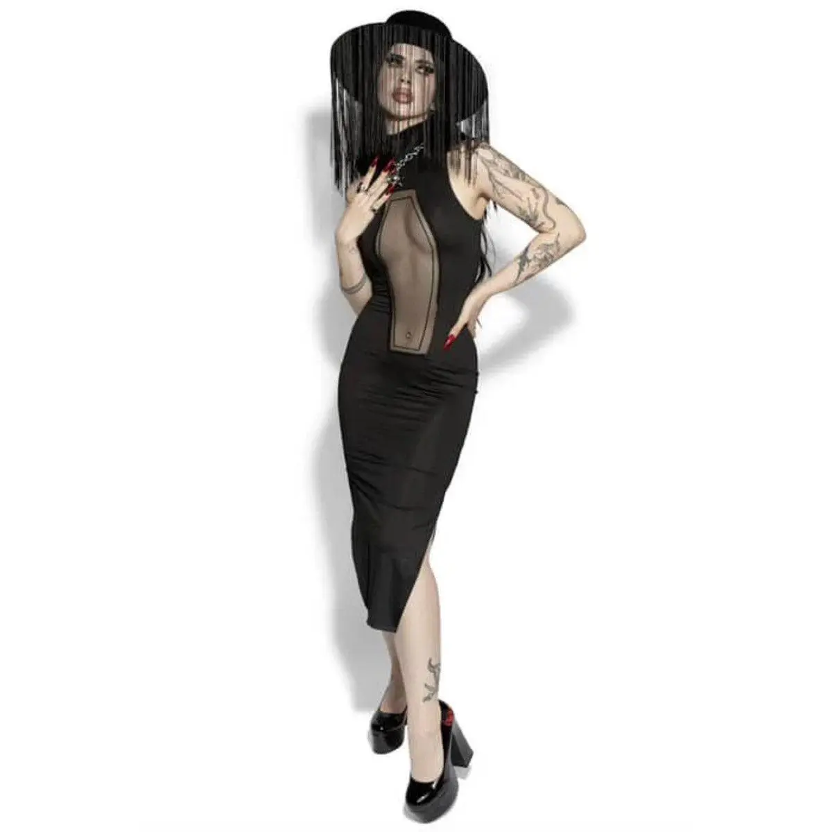 Coffin Mesh Midi Dress