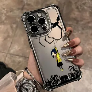 Anime Popular C-Coraline Case for iPhone 17 Air 17 16 15 14 13 12 11 Pro Max Plus Luxury Transparent Soft TPU+PC Back Cover Shockproof Protective Casing Anti-Drop Full Score Impact Dispersal