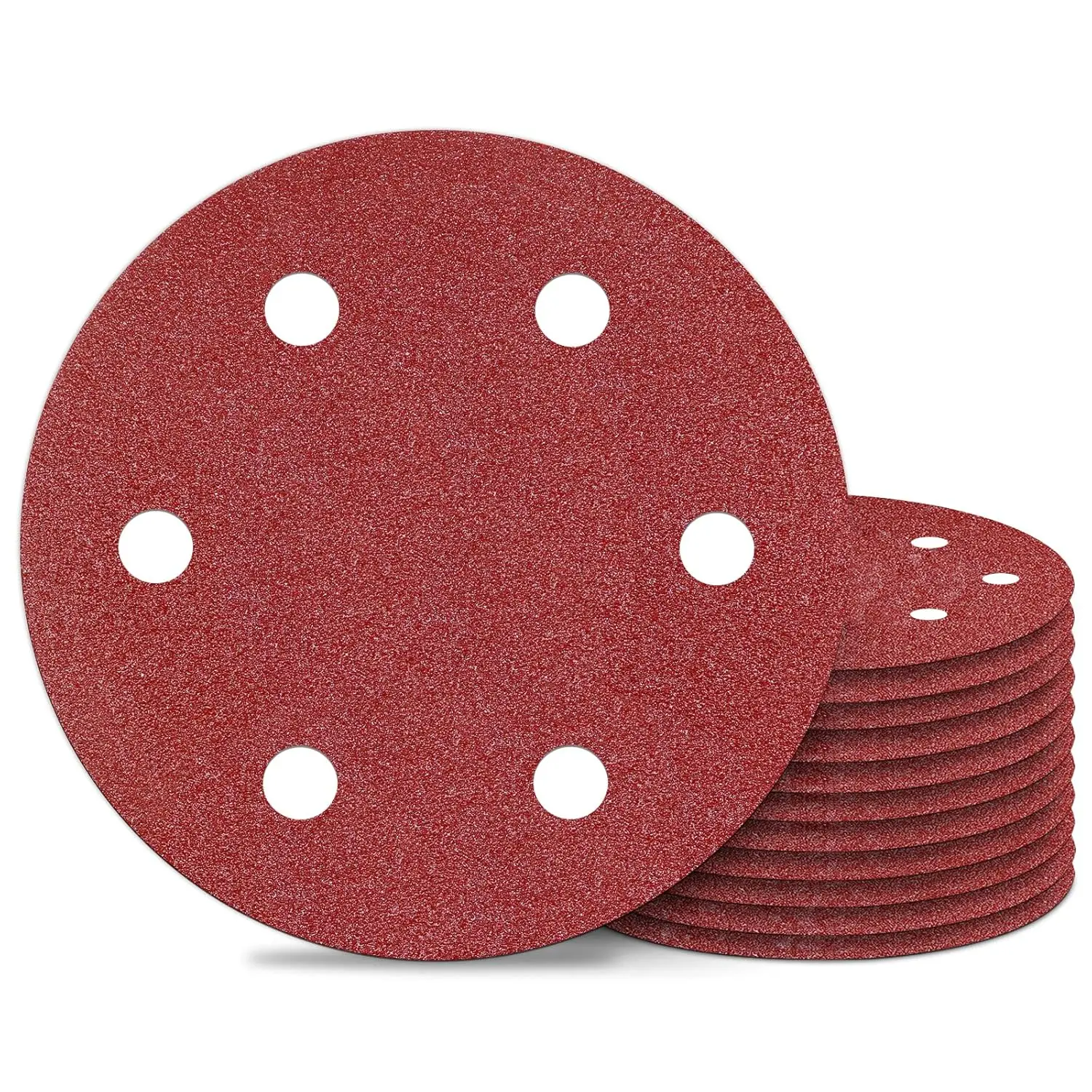 9-Inch 6-Hole Hook-and-Loop Backed Sanding Discs, 60 Grit (40-400 Grit Range) for Material Removal, 12-Pack for Drywall Sander, Furniture & Polished Metal Finishing