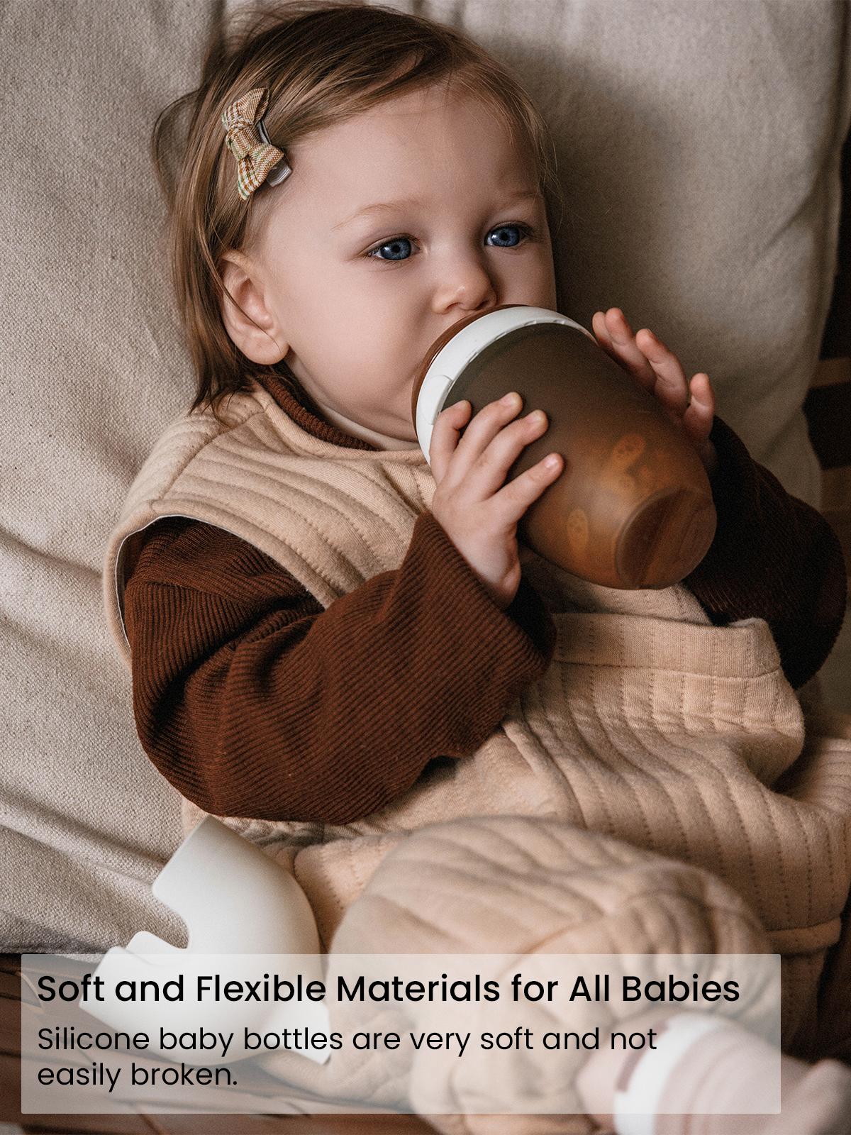 HEORSHE Reddot winner best of the best Innovative Anti-Choke Wide Neck Baby Feeding Bottle feeder, boottleBPA-Free Silicone Nipple for Natural Feel,Easy-Clean Design, Safe & Durable for Infants,6+ Months(240ml)