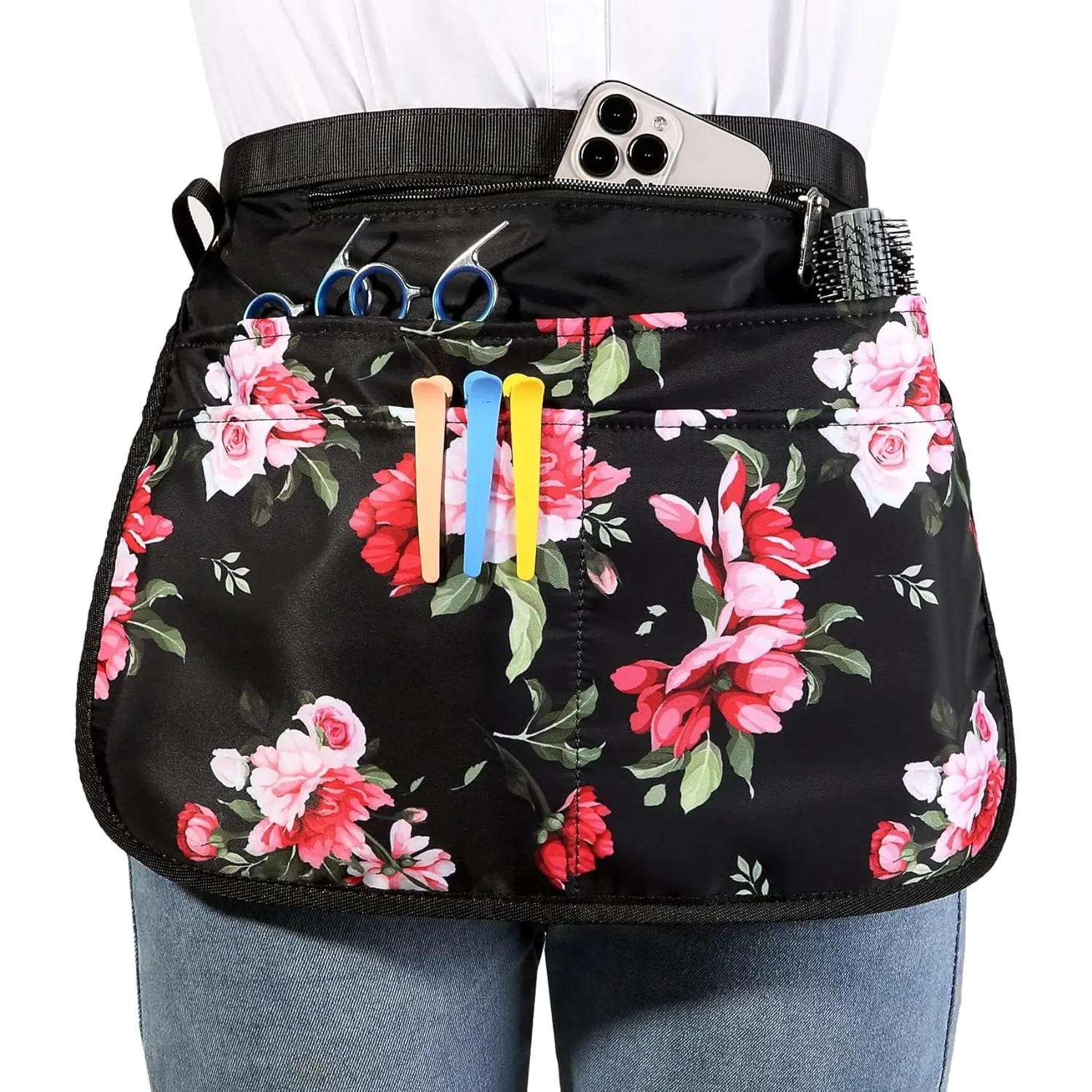 Barber Apron with 5 Pockets,  and Bleach-proof Hair Stylist Apron for Men and Women