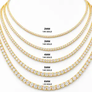 Moissanite Tennis Chain 4MM 14K Gold for Men Women — VVS D Color GRA Certified Passes Diamond Tester