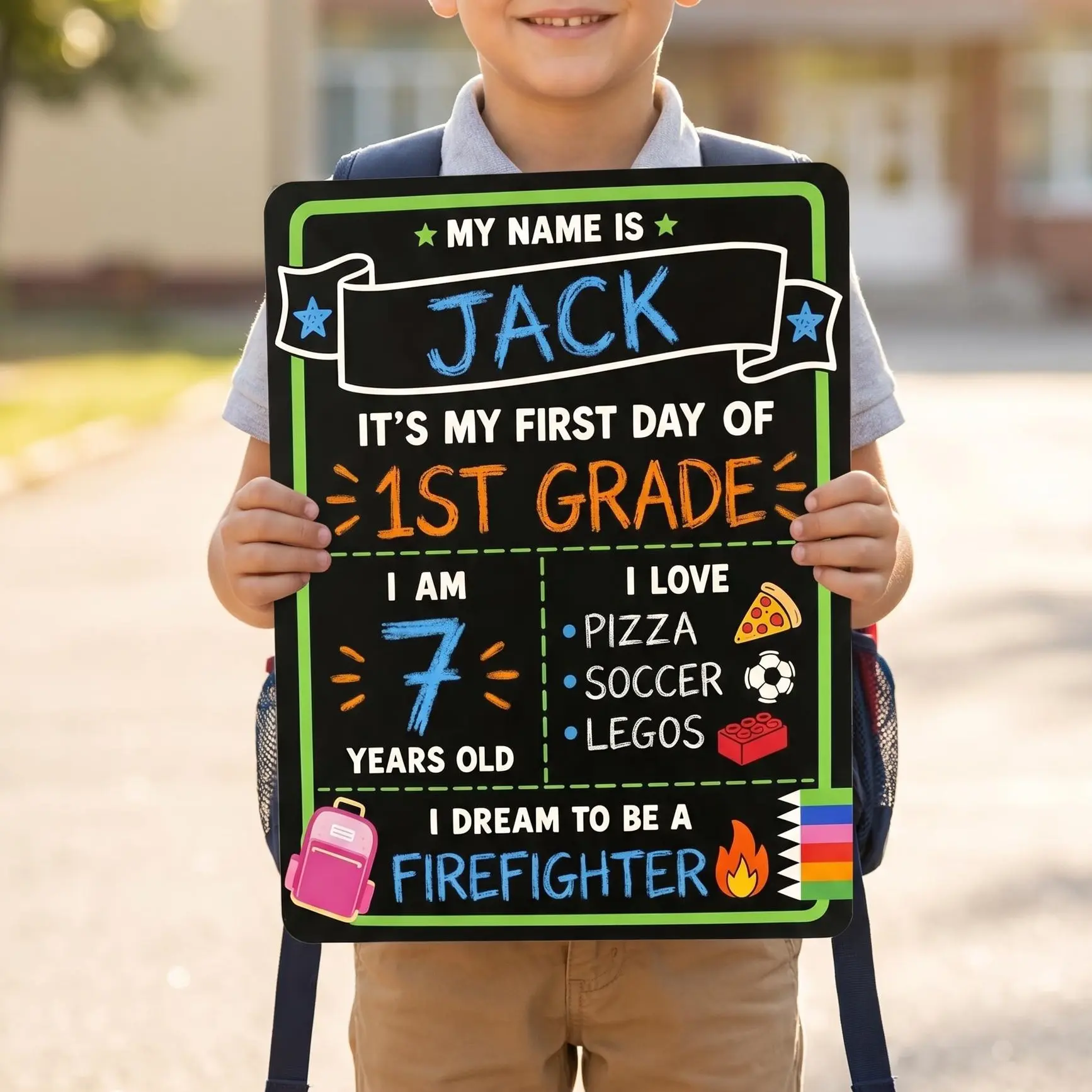 Reusable Chalkboard First Day of School Sign | First & Last Day Kids Photo Board | Back to School Memory Sign | Kids Memory Recording Photo Prop