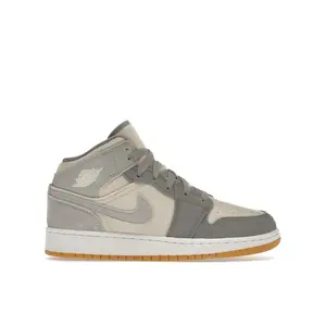 Jordan Kid's 1 Mid SE Coconut Milk Particle Grey, from StockX