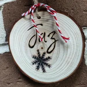 Personalized Wood Slice Ornament - Custom Wood Burning Design