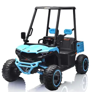 24V Kids Golf Cart, 4WD 2 Seater Ride on Car w/Sun Shade, Storage Trunk & Remote Control, Electric Vehicle w/LED Lights, Realistic Sounds & Wireless Connection, Gift for Boys Girls 3+