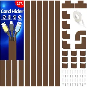 Wire Hider, 157in  Cord Hider Wall, Paintable Wire Covers for Cords, TV  Hider Wall Kit,  Covers Raceway,  Management  TV Cords for Wall Mount TV, 10XL15.7 W0.95 H0.55in Brown
