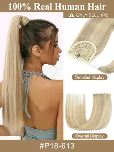 Human Hair Ponytail Real Natural Hair Clip In Ponytail invisible Human Hair High Ponytails 12-24 inch 40G-60G Real Hair Ponytail Extension
