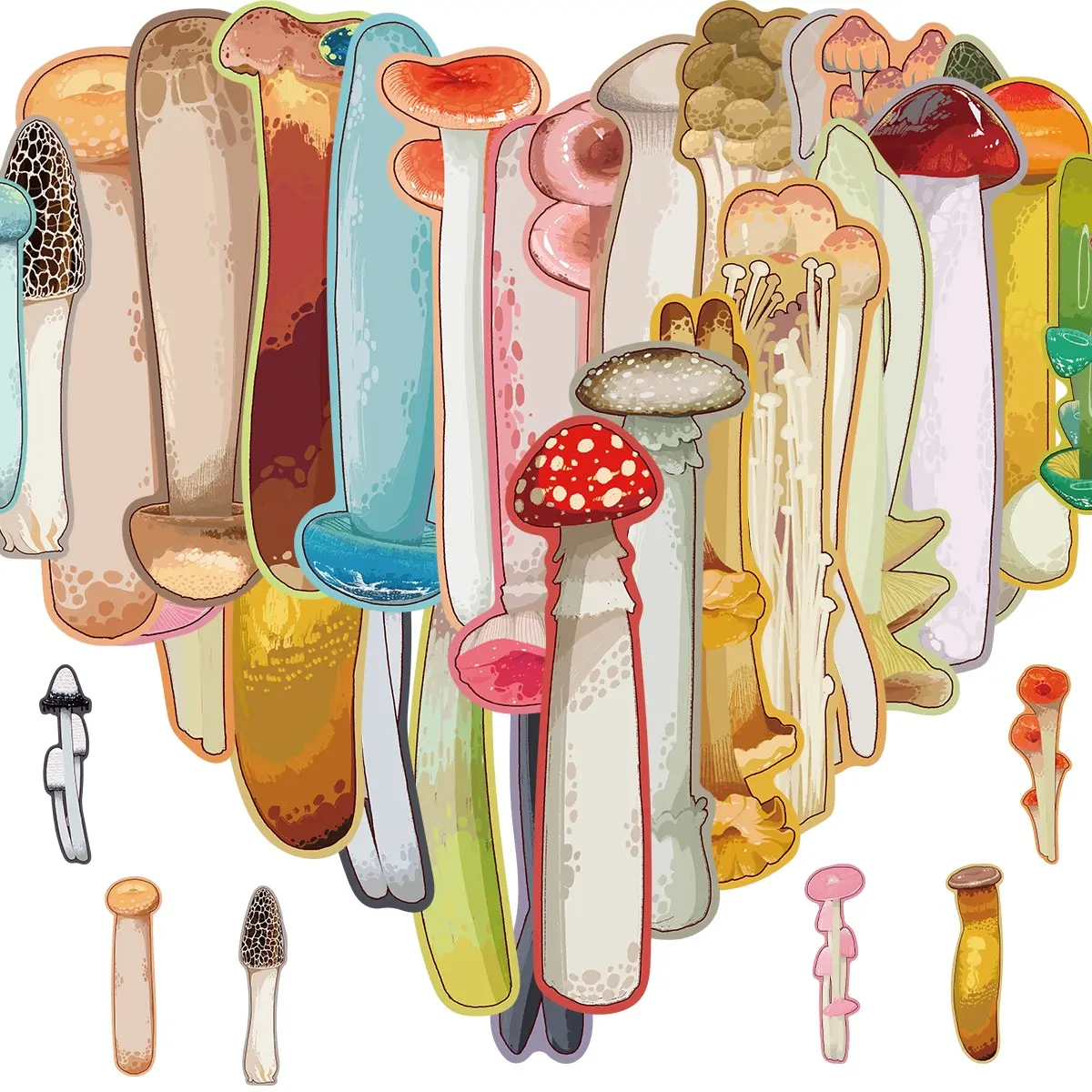 30pcs Mushroom Bookmarks, 30 Unique Designs Dual-Sided Inspirational Book Markers with Pet Material for Kids & Adults, Book Accessories, Book Page Markers, Ideal Gift for Readers