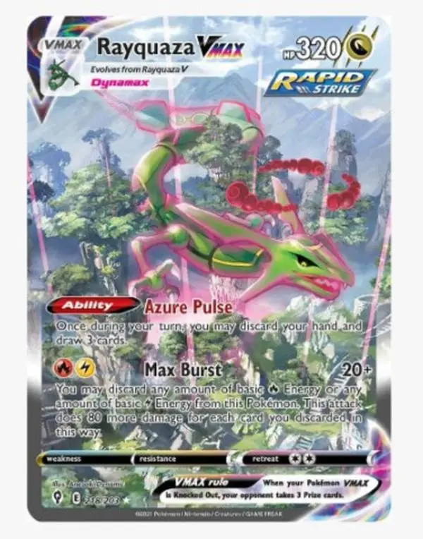 Rayquaza Vmax Alt Art, Single Raw Card ( Evolving Skies )