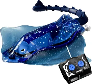 Pool Kids Toys 2.4G Remote Control Diving Stingray High Simulation Robot Manta Ray Lights Rechargeable Battery Remote Control Bathtub Summer Pool Toys Bundle Remote Control Boat Suitable for 3+ Boys and Girls