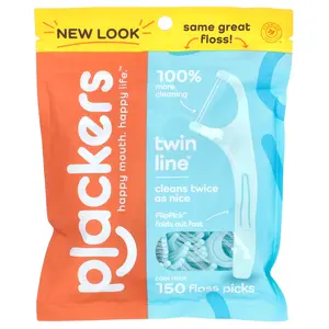 Plackers Twin-Line, Floss Picks, Cool Mint, 150 Count