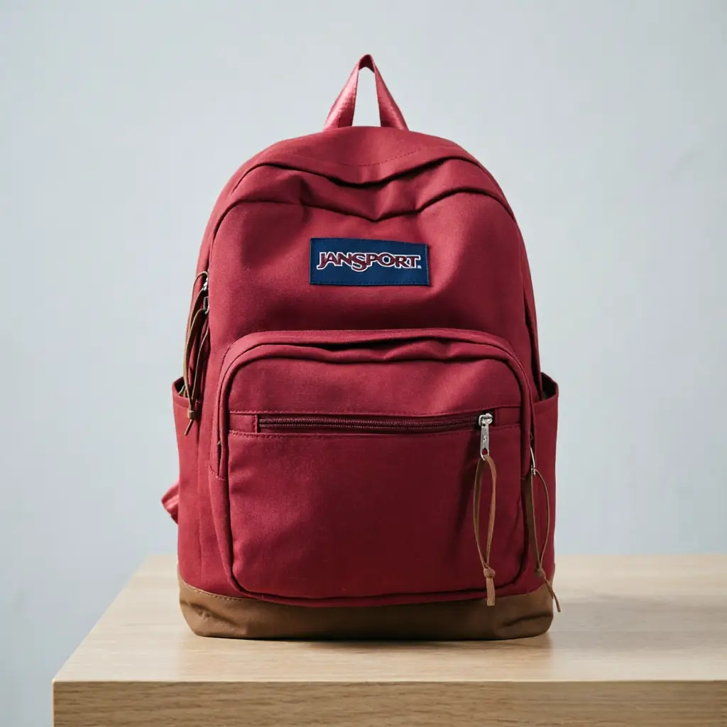 JanSport Right Pack Backpack - Iconic Premium Cordura School Bookbag with Suede Leather Bottom & 15-inch Laptop Sleeve, Wine Red