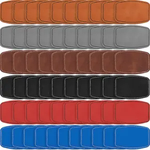 Dunzy 60 Pcs Blank Leatherette Hat Patches with Adhesive Rustic Rounded Rectangle Patch Faux Leather Patches for Hats Costumes Fabric Repair Sew Laser Supplies(Mixed Colors,2X3Inch)