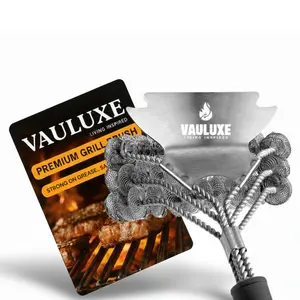 VAULUXE Bristle-Free BBQ Grill Brush & Scraper 18 in - Safe No Wire Bristles for Porcelain Weber Gas Charcoal Grills Patented Design for Efficient Cleaning