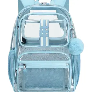 16 inches heavy duty TPU clear waterproof backpack for travel TSA approved , for outdoor , sports ,events , school for evreday use