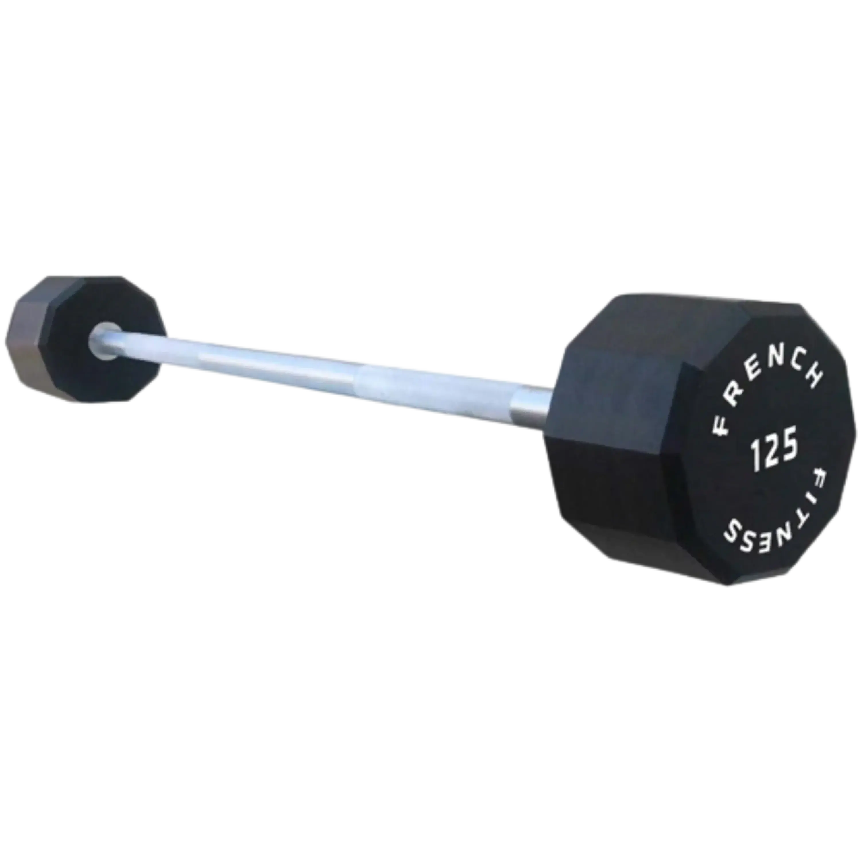 French Fitness Straight Urethane Barbell - 125 lbs Single (New), Urethane Material Barbells for Weight Training, Virtually Maintenance-Free