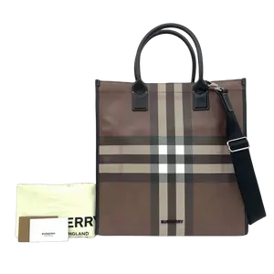 Pre-owned BURBERRY Leather Tote Bags Vintage Check Tote #C13346603835 A120