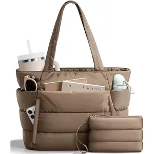 2026 New Arrival Quilted Tote Bag for Women, Large Capacity Shoulder Bag for Commute Outdoor Travel Gym Fitness, Waterproof Laptop Tote Bag for Daily Business Office Use