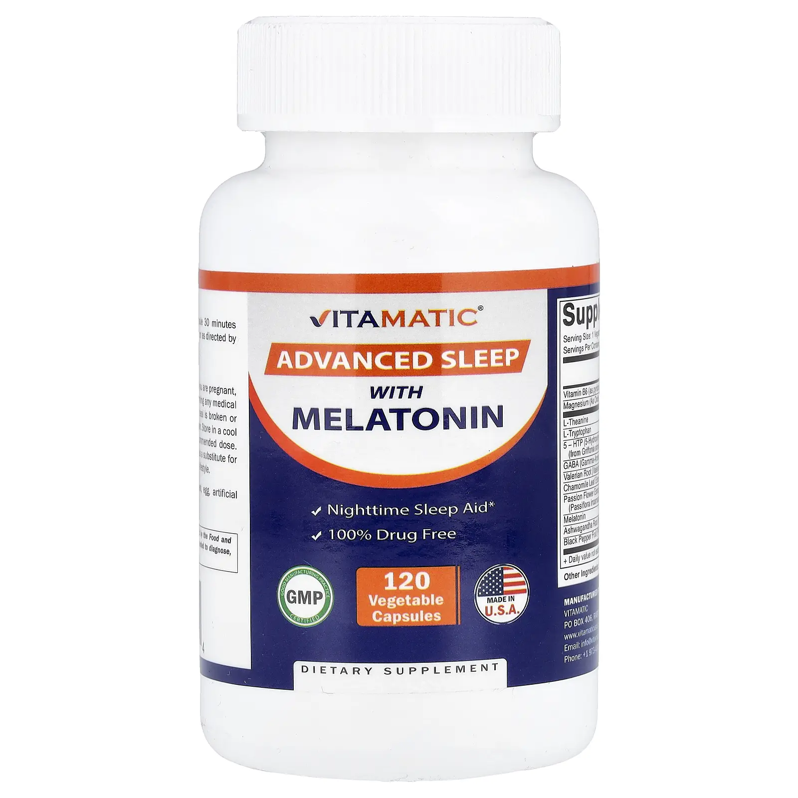 Vitamatic Advanced Sleep with Melatonin, 120 Vegetable Capsules