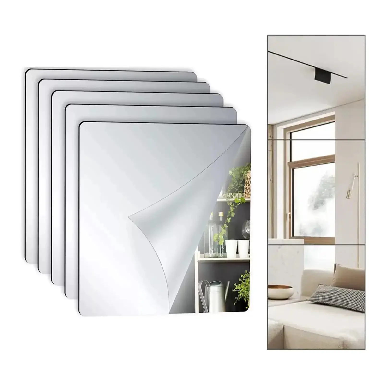 Frameless Self-Adhesive Acrylic Mirror Stickers - 11.82*15.72in Shatterproof DIY Wall Decor, Easy-Install Flexible Decoration for Baby Room Indoor Use
