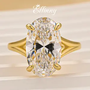 Effinny Jewelry 7.0ct Oval Cut Golden Solitaire Engagement Ring, 925 Sterling Silver Promise Ring, 5A Cubic Zirconia Women's Ring for Daily Wear