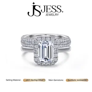 [#1132] 2ct Radiant Cut Engagement Ring Set, Full Synthetic Moissantie, Include Promise Ring Band, 925 Sterling Silver Jewelry for Women