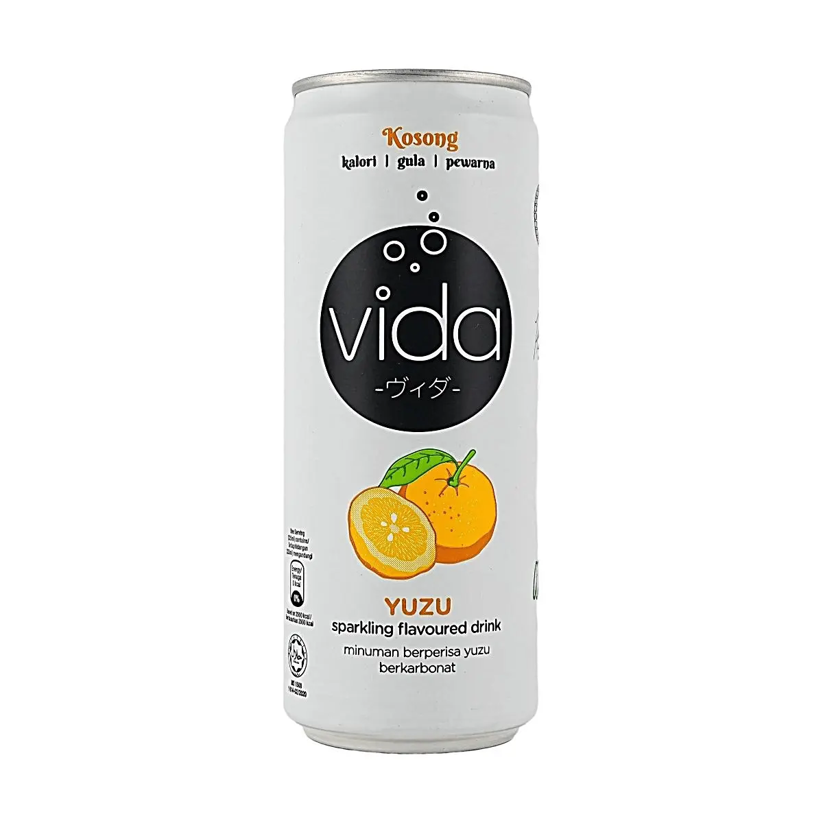 VIDA Yuzu Sparkling Drink Malaysia - 0 Sugar, 0 Calorie, 0 Fat - Refreshing Citrus Beverage 325ml