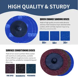 2 Inch Die Grinder Sanding Discs with 1/4" &1/8"Roll Lock , Compatible with Both Die Grinders and Power Drills for Surface Conditioning, Sanding & Pads Includes 40-10000 Grit