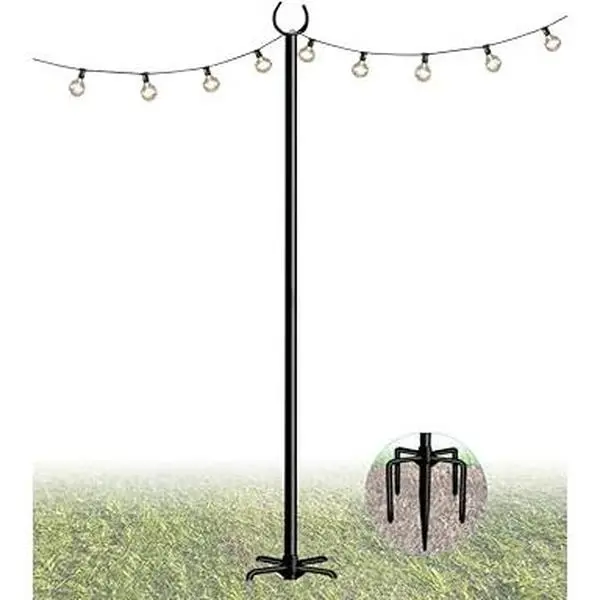 10FT 1 Pack Matte String Light Pole Stand for Outdoor String Lights Hanging, Ideal for Backyard Garden Patio Party Festival Wedding Picnic