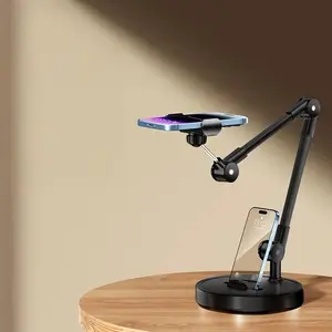 Adjustable Metal Phone Stand, Smooth Finish, Durable Iron Structure, Multi-Angle Desktop Holder, for Live Streaming, Selfie Sticks, Tripods