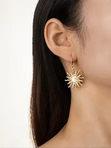 Sun & Moon Design Dangle Earrings, Fashionable Jewelry for Women, Trendy All-match & Exquisite Jewelry for Birthday Gift