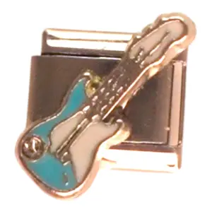 Blue Electric Guitar Gold Italian Charm