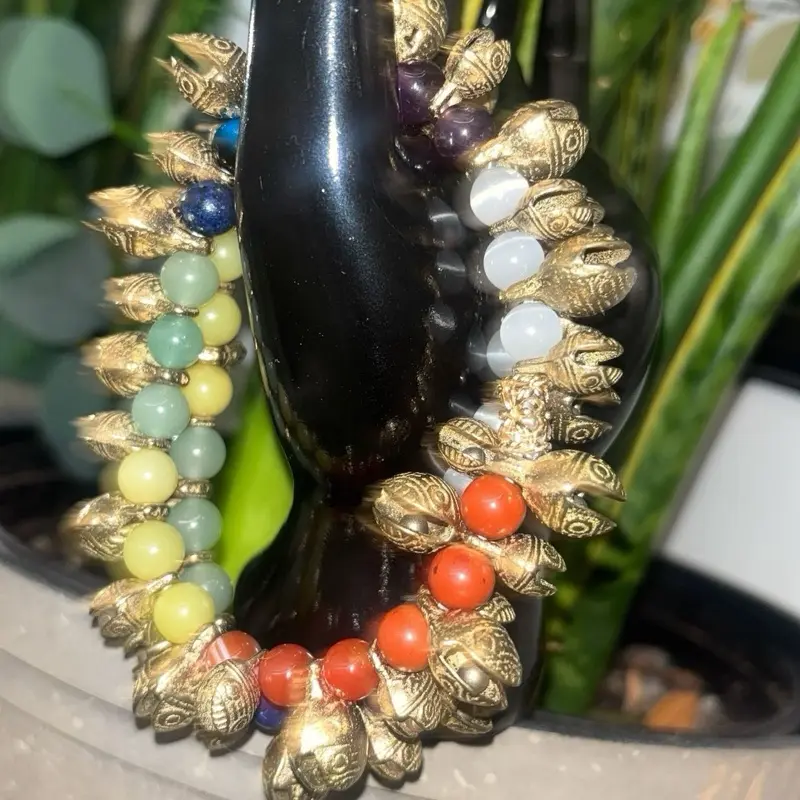8mm Non-Natural Crystal 7 Chakra Power Beads Bracelet-Anklet ,Healing Spiritual Crystals Jewelry
