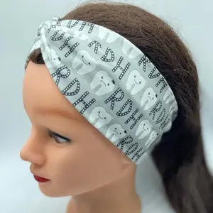 Grey RDH Dental Headband with Tooth and Letter Pattern for Dental Use