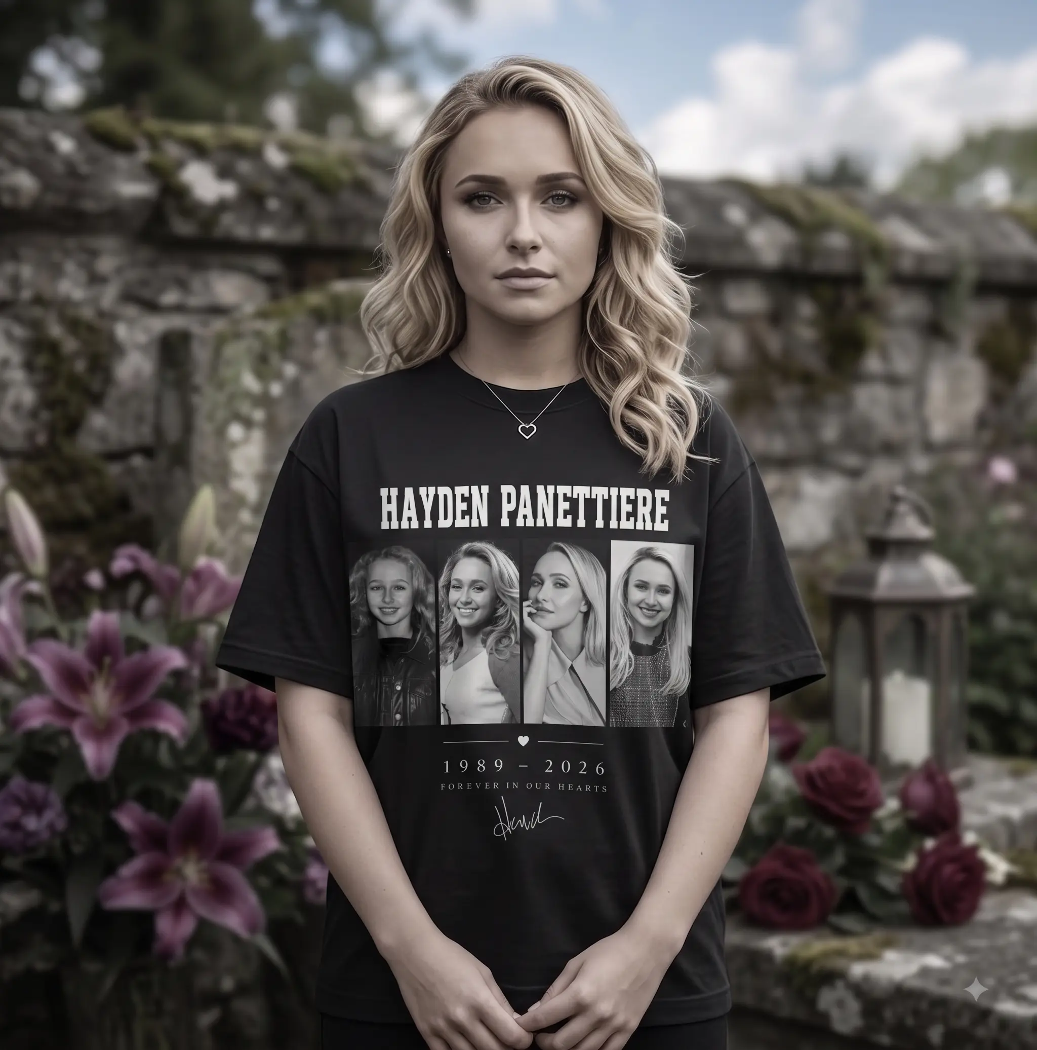 Women's RIP Hayden Panettiere Tribute T-Shirt - In Loving Memory 1989-2026 Vintage Bootleg Graphic Tee, Heroes Claire Bennet Fan Apparel, Classic Cotton Casual Top, Nostalgic Actress Memorial Souvenir Gift