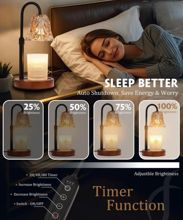 Adjustable Height Candle Warmer Lamp | Dimmable Timer Wax Melter for Home Bedroom Living Room Decor, Flameless Gift for Mom Women