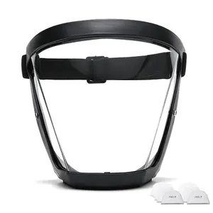 1PCS Transparent Face Mask Anti-Fog Outdoor Full Protection Face Shield HD Clear Mask Replace Safety Glasses (Black)