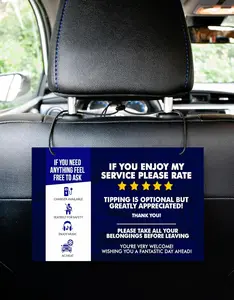 Rideshare Tip Rating Appreciated Sign compatible with Lyft  for Driver (2-Packs) sign Rideshare 5 stars tips taxi sign driver Rating Appreciated Ride-share Driver Signs- Large 9x6