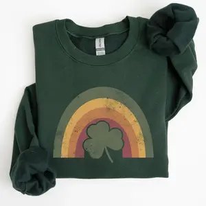 Vintage, Retro, St Patrick's Rainbow, Lucky, St Patrick's Day, Irish Sweatshirt & Tshirt, Women's Crew Neck, Crewneck